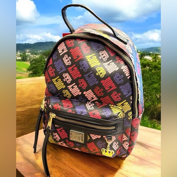 Juicy Couture Handbags - Juicy Couture Black and Pink Logo Backpack
